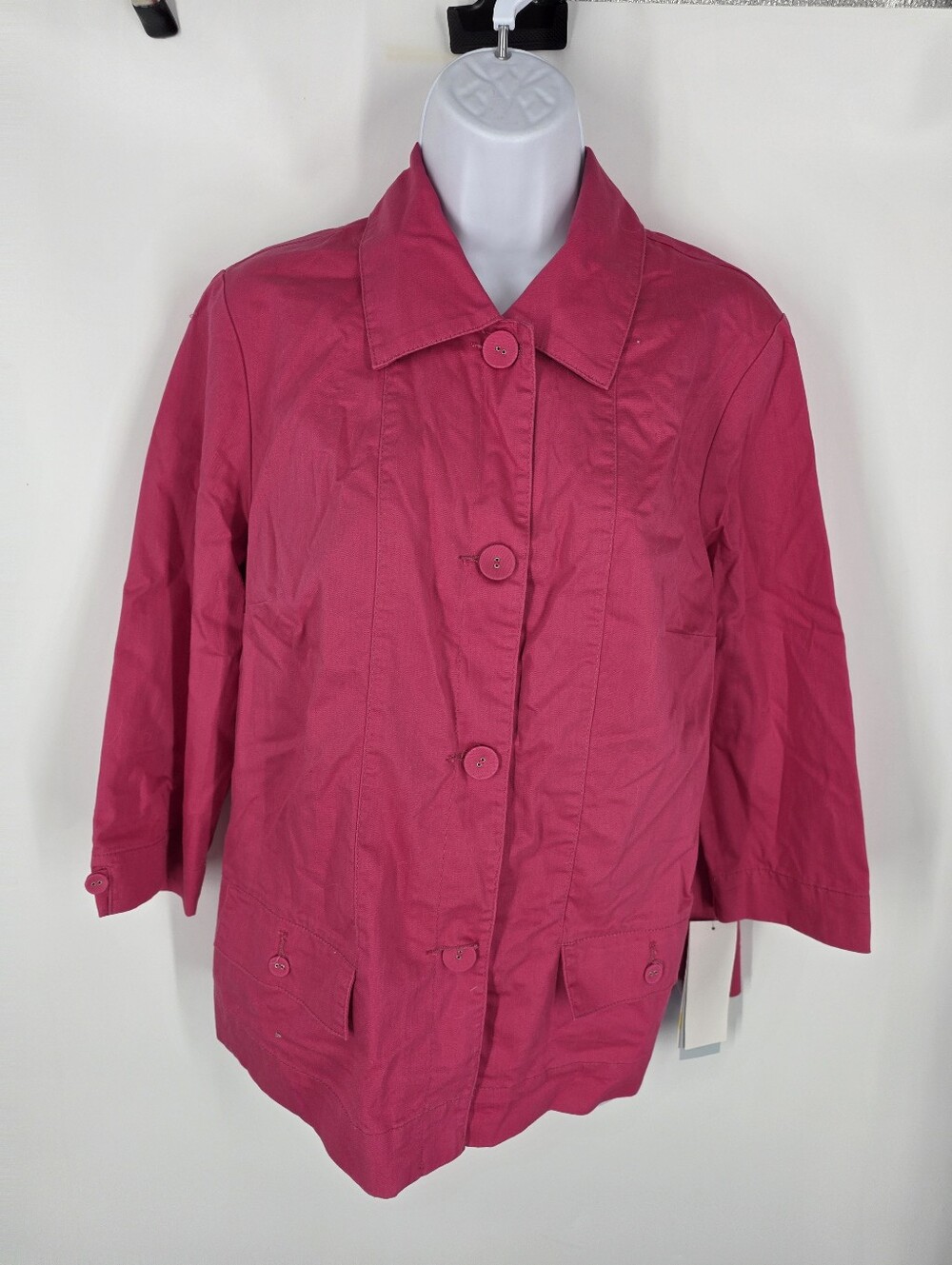 City Blues by Koret Hot Pink Utility Jacket Medium NWT Stretch Cotton Shacket